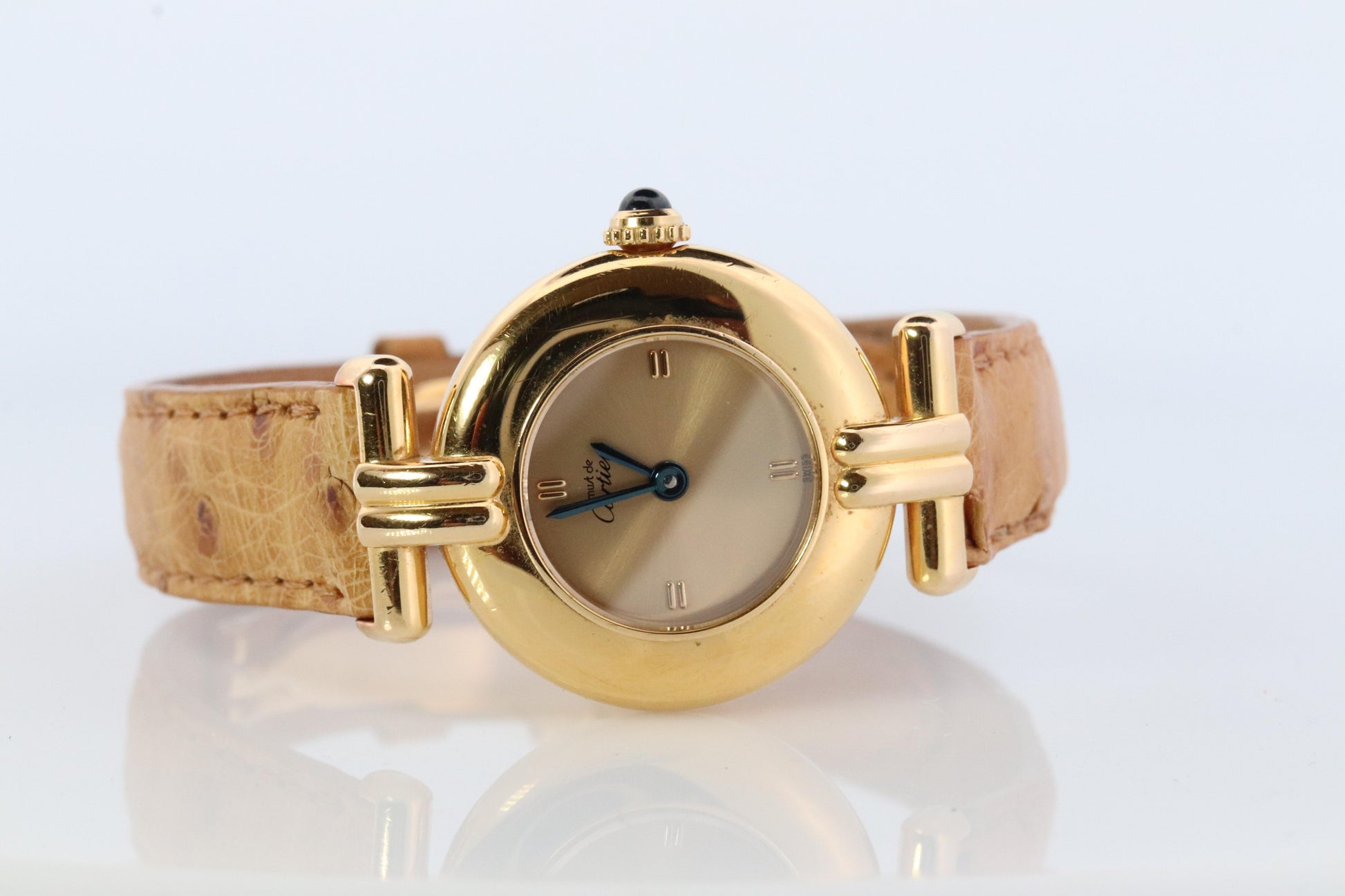 Genuine Cartier Watch. Must de Cartier Colisee Round Argent Vermeil 1902 Gold