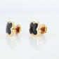 Van Cleef Arpels Pure Alhambra Earrings Genuine VCA 18k YG Vintage Black Onyx