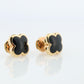 Van Cleef Arpels Pure Alhambra Earrings Genuine VCA 18k YG Vintage Black Onyx