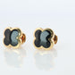 Van Cleef Arpels Pure Alhambra Earrings Genuine VCA 18k YG Vintage Black Onyx