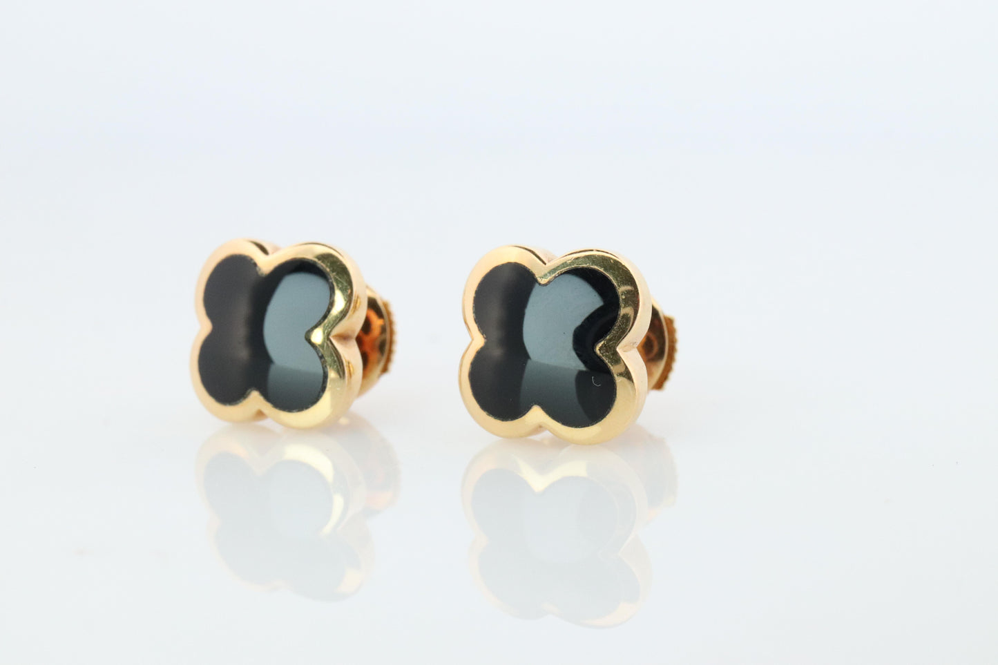 Van Cleef Arpels Pure Alhambra Earrings Genuine VCA 18k YG Vintage Black Onyx