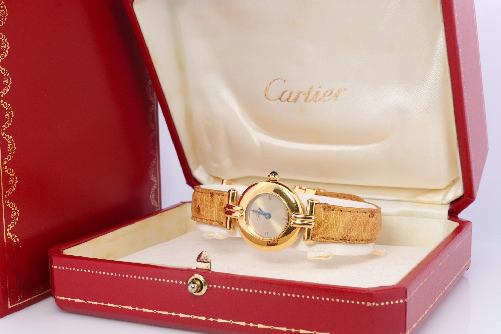 Genuine Cartier Watch. Must de Cartier Colisee Round Argent Vermeil 1902 Gold