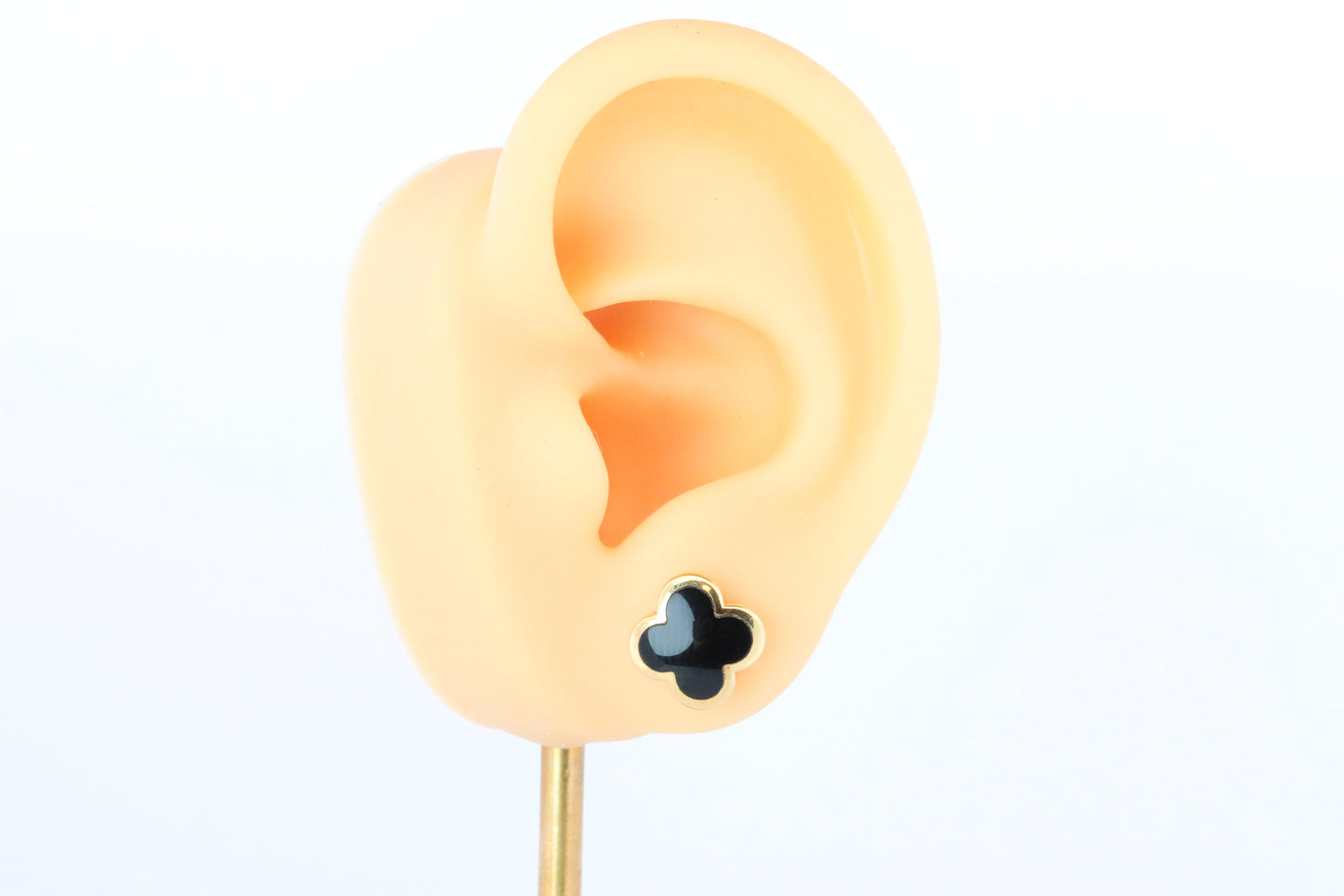Van Cleef Arpels Pure Alhambra Earrings Genuine VCA 18k YG Vintage Black Onyx