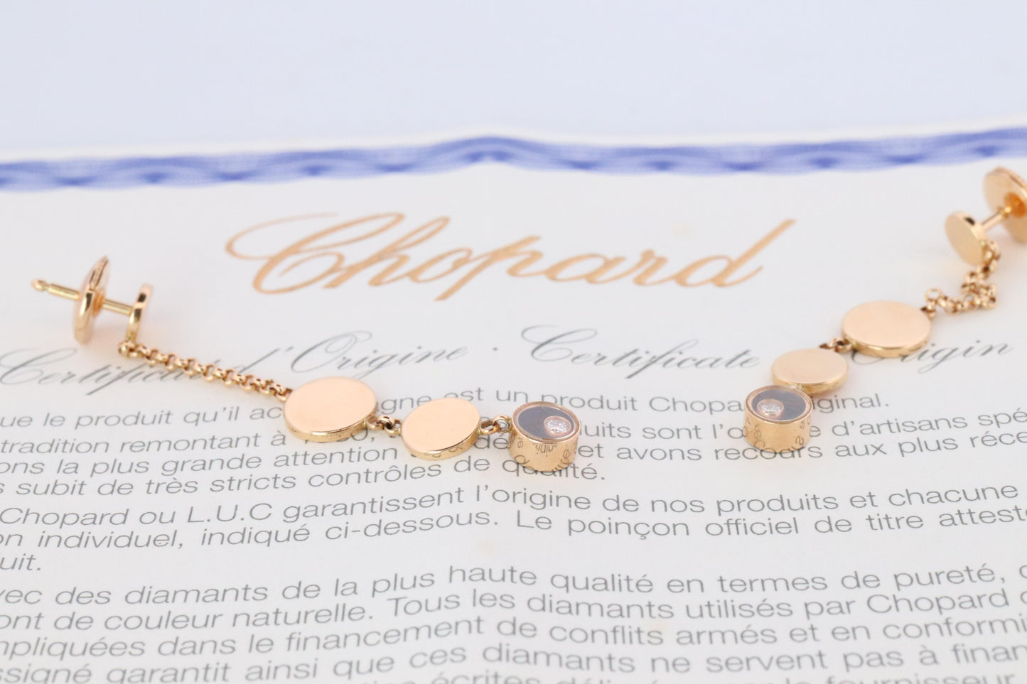 18k Chopard Happy Diamond Earrings. CHOPARD Happy Darling Dangle Earrings