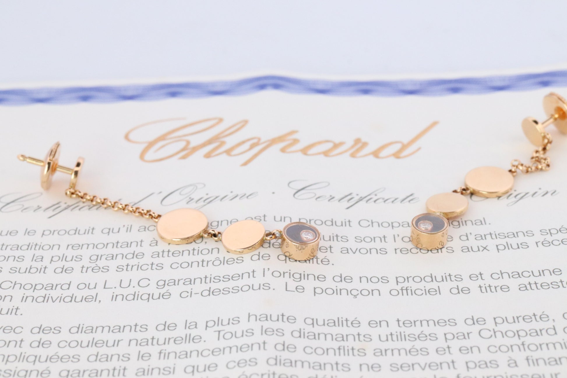 18k Chopard Happy Diamond Earrings. CHOPARD Happy Darling Dangle Earrings