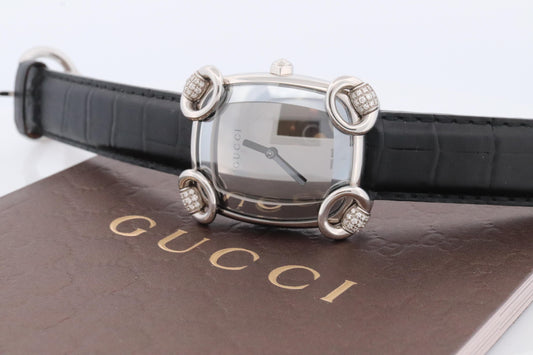 Vintage GUCCI Quartz 117.5 Watch. Gucci Diamond Horsebit Ladies. Box and Papers