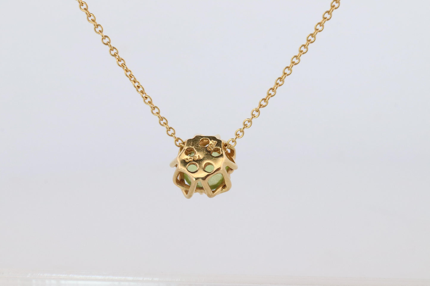 Vintage Tiffany Co Necklace. 18k Tiffany Green Peridot Kiss Around Pendant.