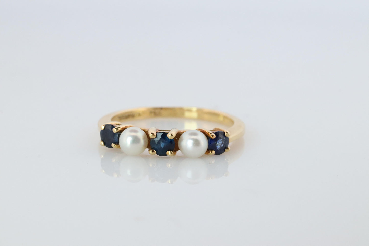 18k Tiffany and Co. Sapphire Pearl Ring. 18k Gold Tiffany Sapphire Eternity band