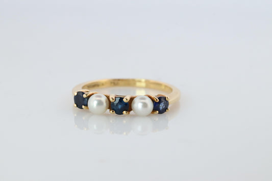 18k Tiffany and Co. Sapphire Pearl Ring. 18k Gold Tiffany Sapphire Eternity band