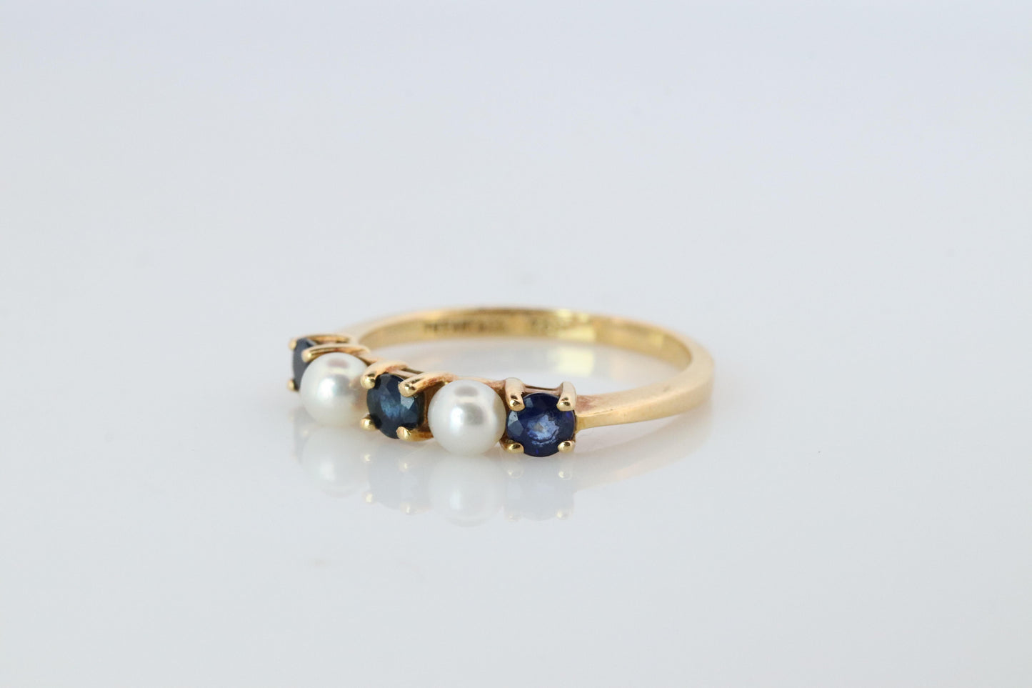 18k Tiffany and Co. Sapphire Pearl Ring. 18k Gold Tiffany Sapphire Eternity band