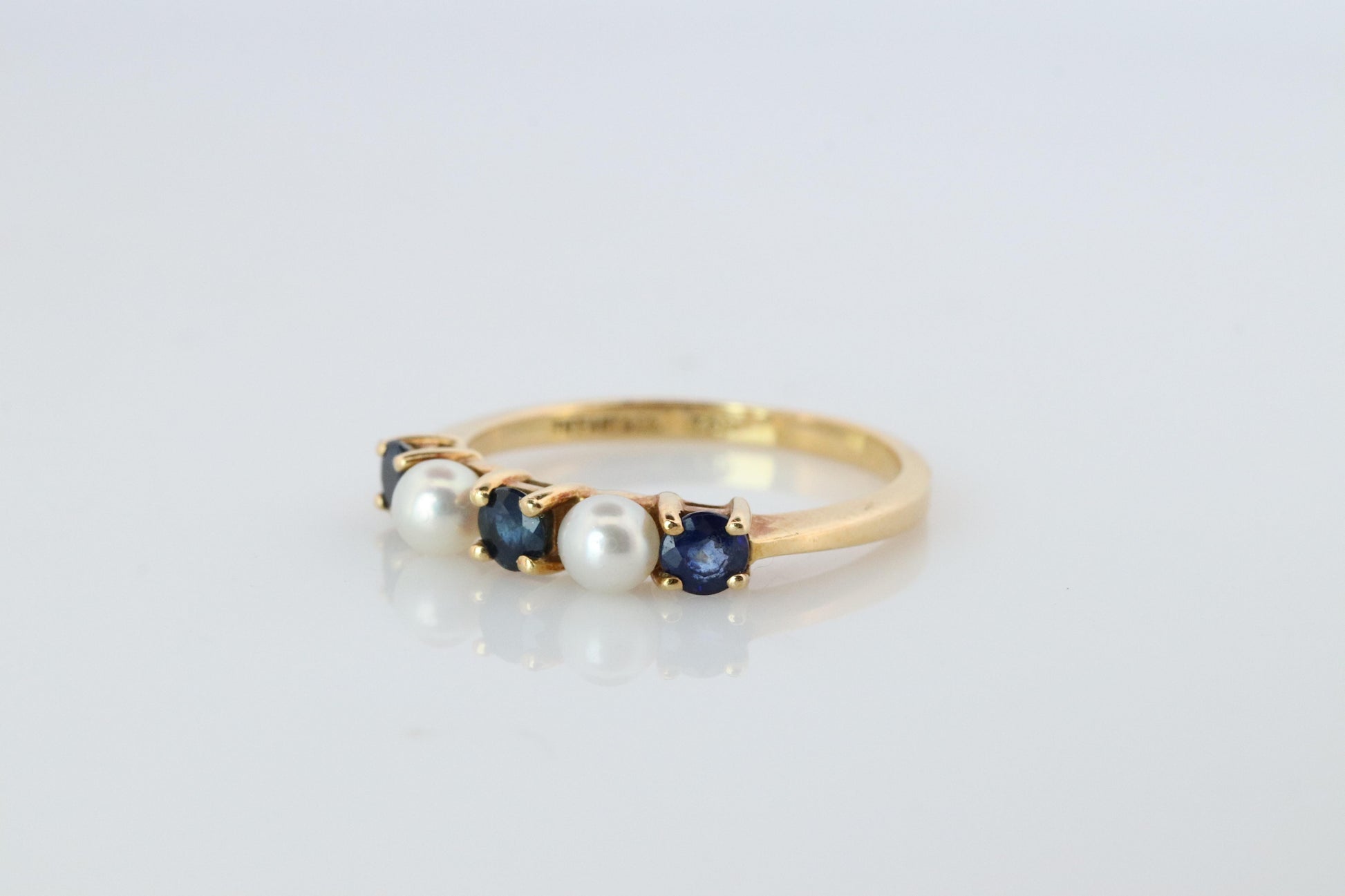 18k Tiffany and Co. Sapphire Pearl Ring. 18k Gold Tiffany Sapphire Eternity band