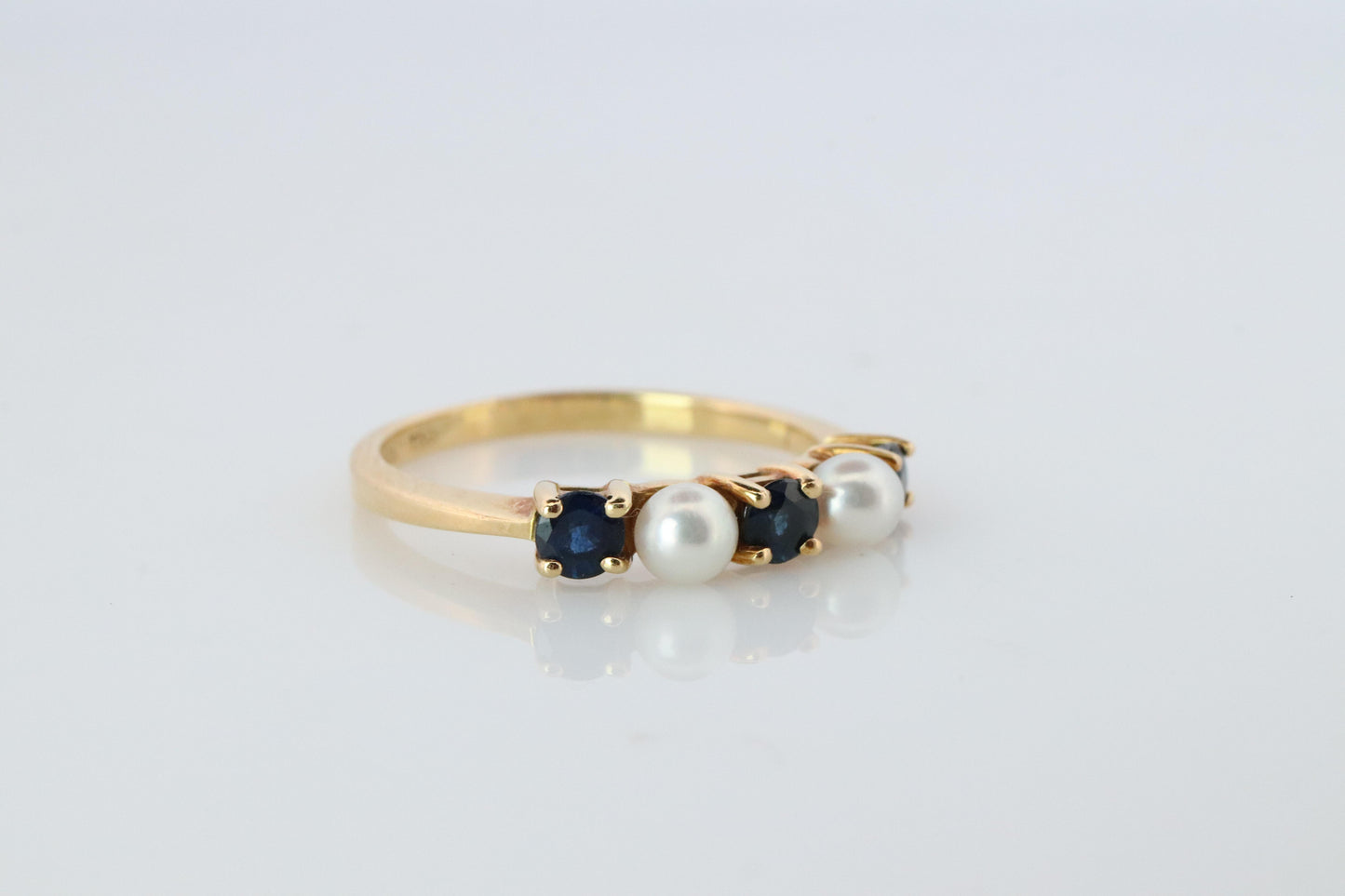 18k Tiffany and Co. Sapphire Pearl Ring. 18k Gold Tiffany Sapphire Eternity band