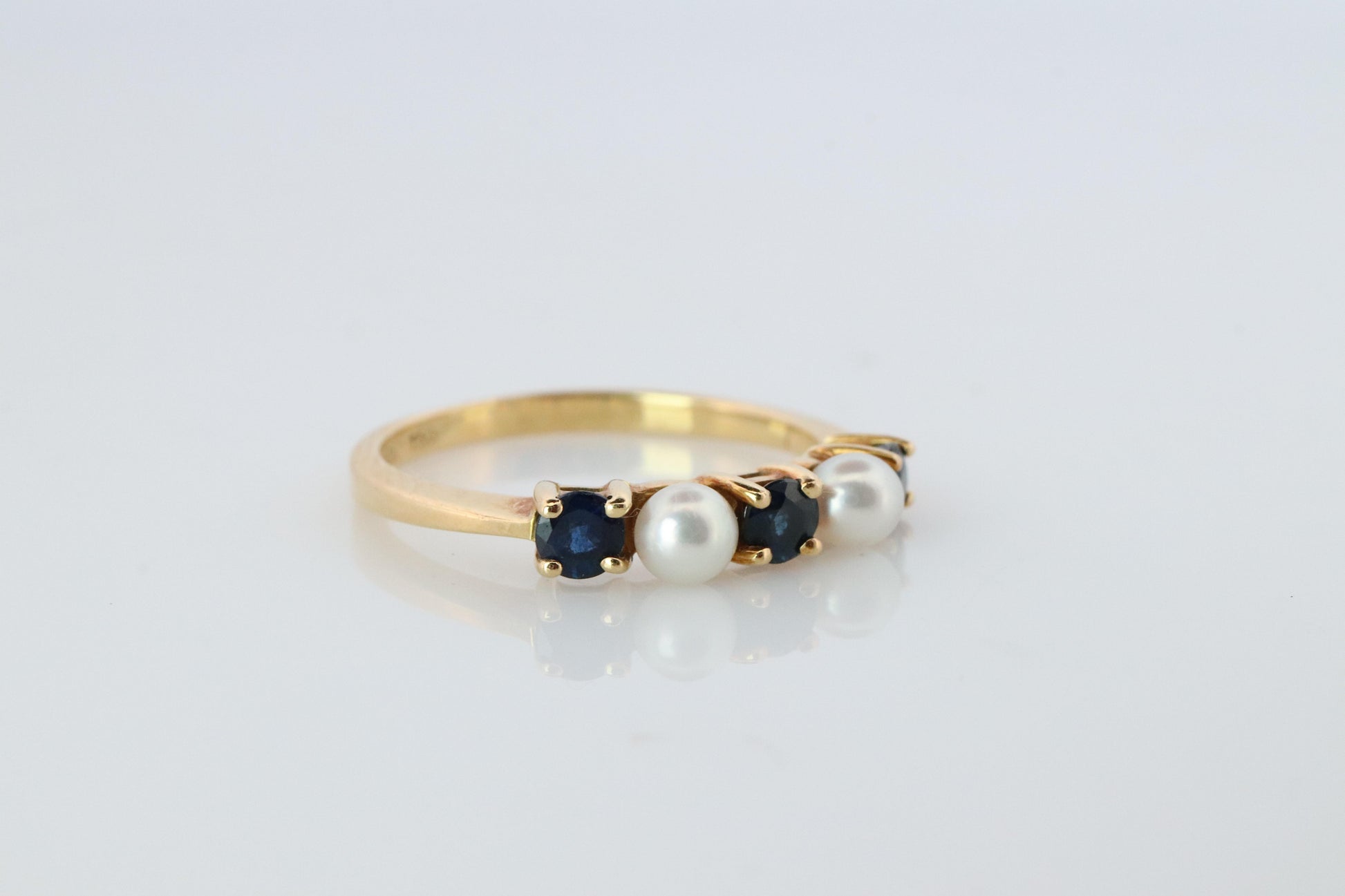 18k Tiffany and Co. Sapphire Pearl Ring. 18k Gold Tiffany Sapphire Eternity band