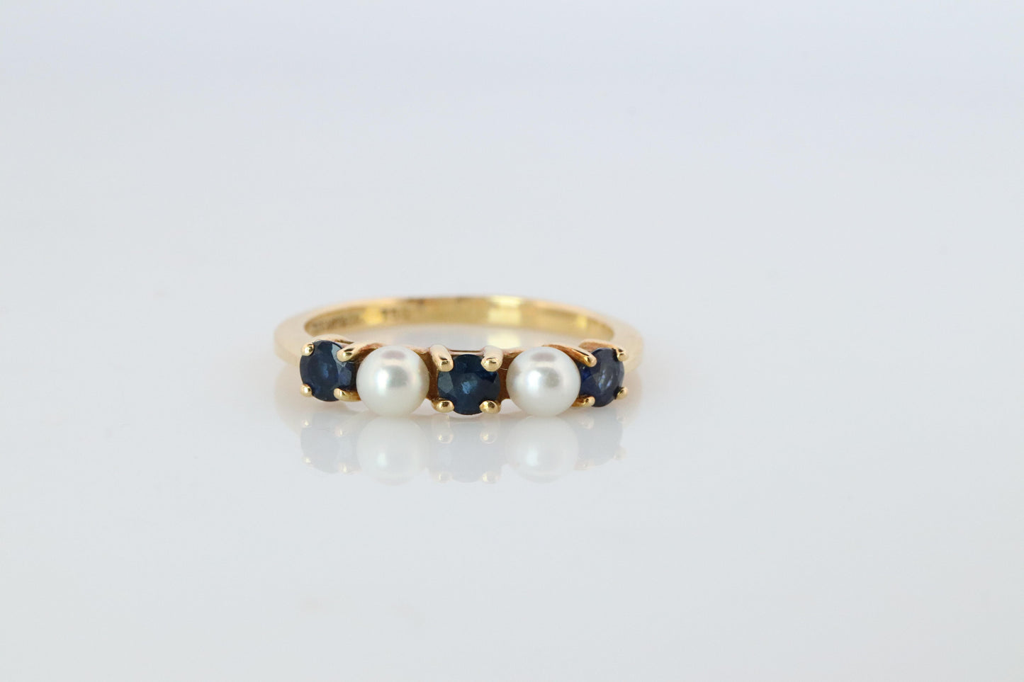 18k Tiffany and Co. Sapphire Pearl Ring. 18k Gold Tiffany Sapphire Eternity band