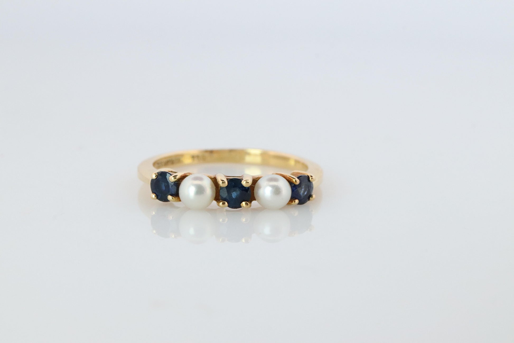 18k Tiffany and Co. Sapphire Pearl Ring. 18k Gold Tiffany Sapphire Eternity band