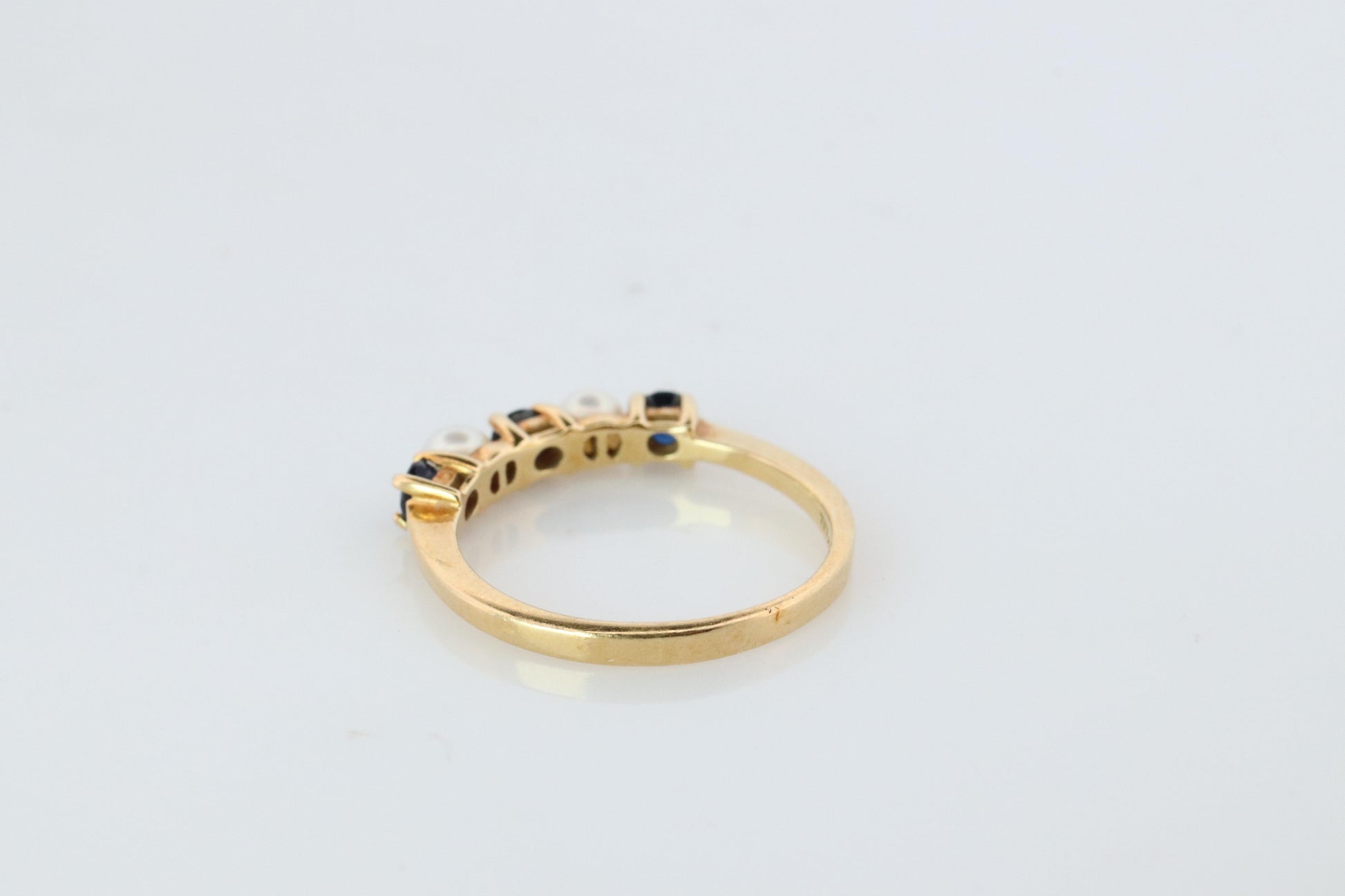 18k Tiffany and Co. Sapphire Pearl Ring. 18k Gold Tiffany Sapphire Eternity band