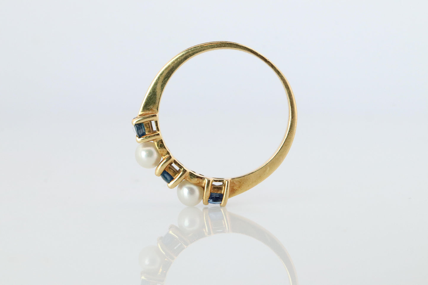 18k Tiffany and Co. Sapphire Pearl Ring. 18k Gold Tiffany Sapphire Eternity band
