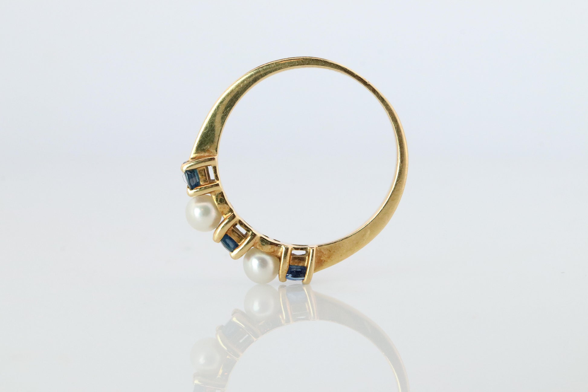 18k Tiffany and Co. Sapphire Pearl Ring. 18k Gold Tiffany Sapphire Eternity band
