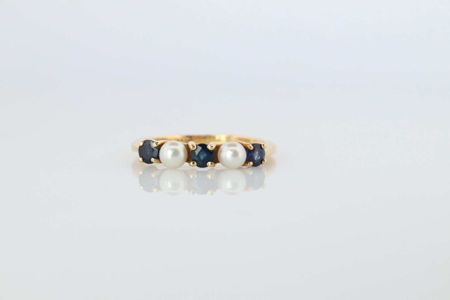 18k Tiffany and Co. Sapphire Pearl Ring. 18k Gold Tiffany Sapphire Eternity band