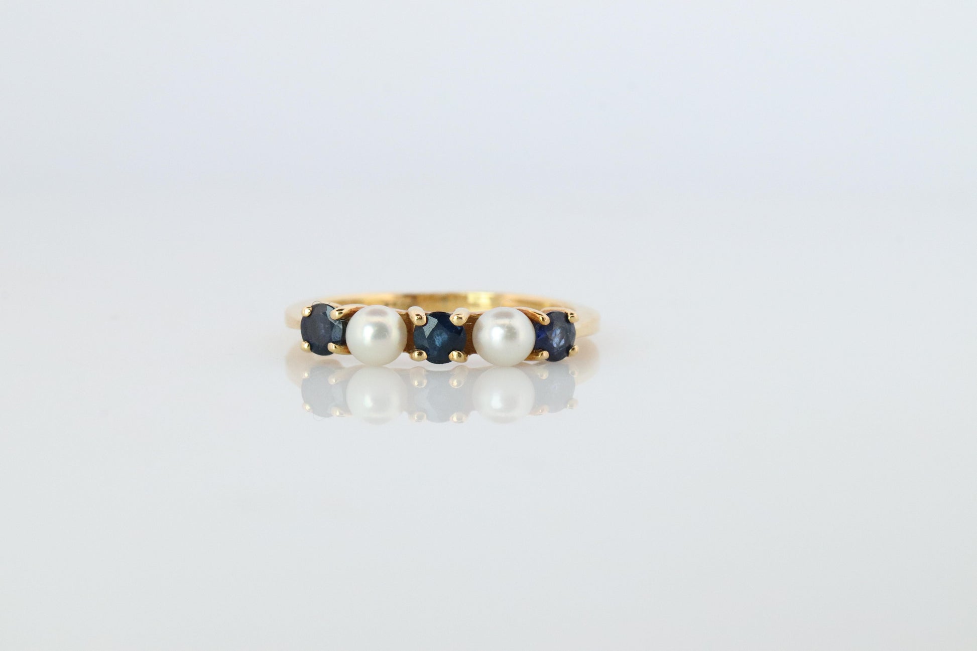 18k Tiffany and Co. Sapphire Pearl Ring. 18k Gold Tiffany Sapphire Eternity band