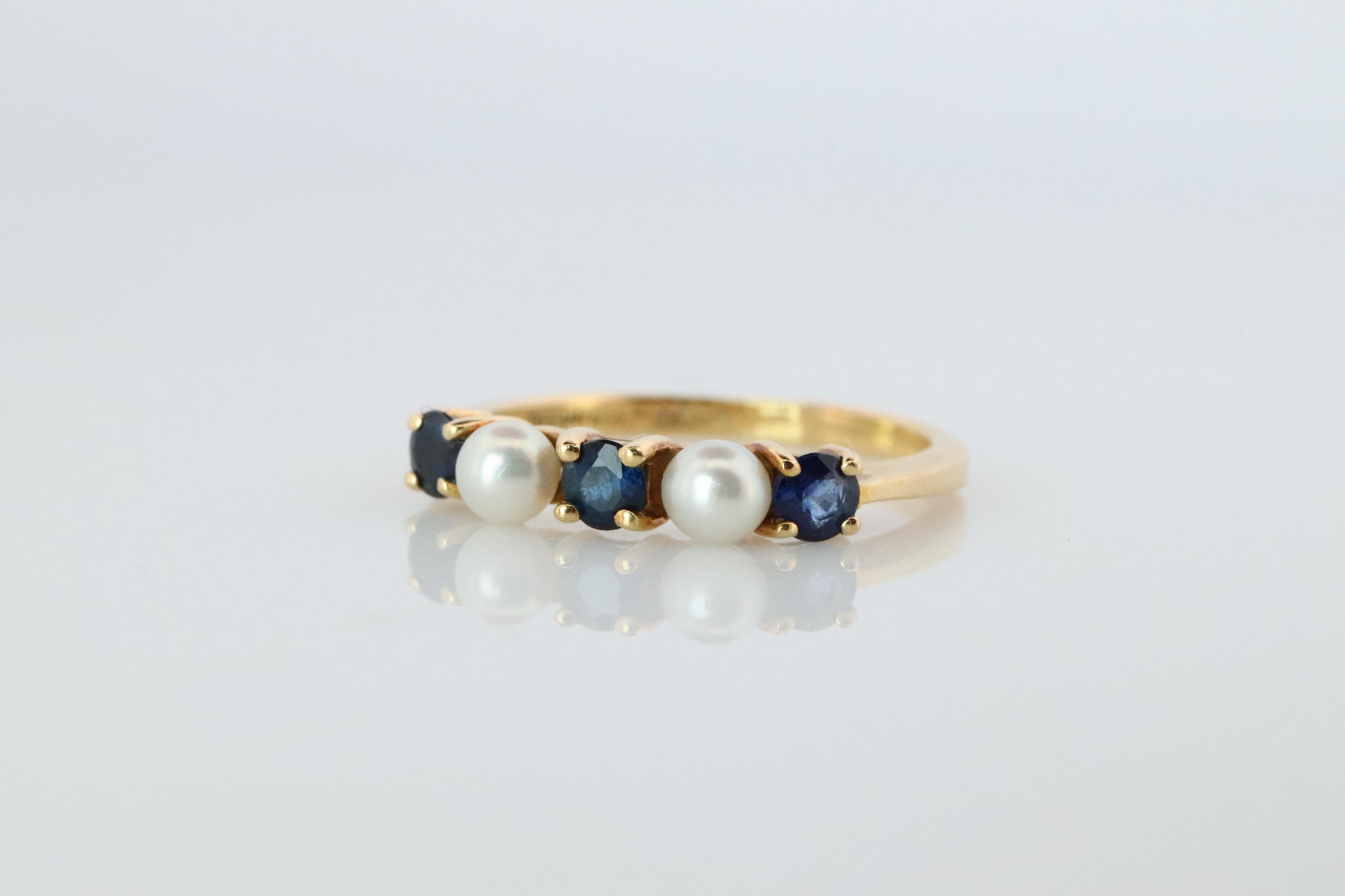 18k Tiffany and Co. Sapphire Pearl Ring. 18k Gold Tiffany Sapphire Eternity band