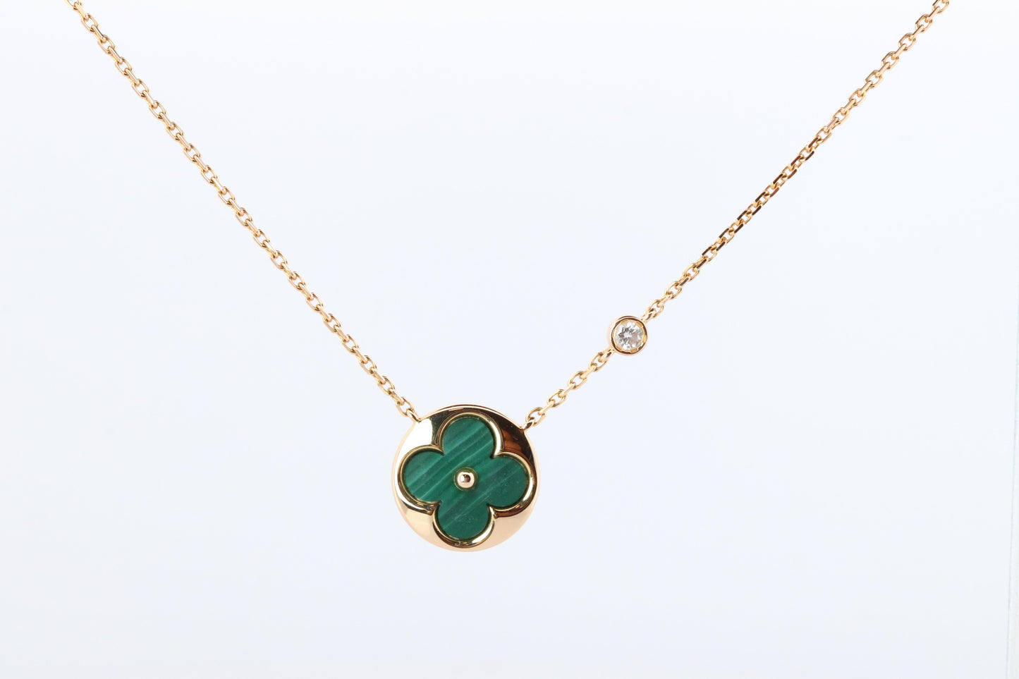 Louis Vuitton Malachite Blossom BB Sun Necklace LV 18k YG Diamond Pendant