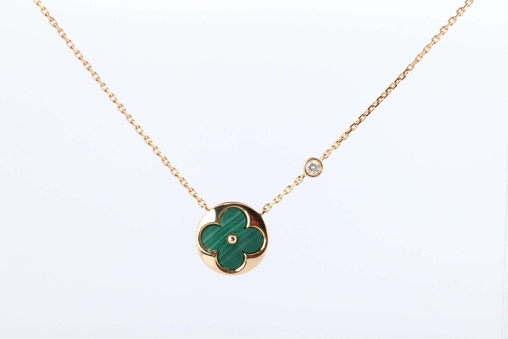 Louis Vuitton Malachite Blossom BB Sun Necklace LV 18k YG Diamond Pendant
