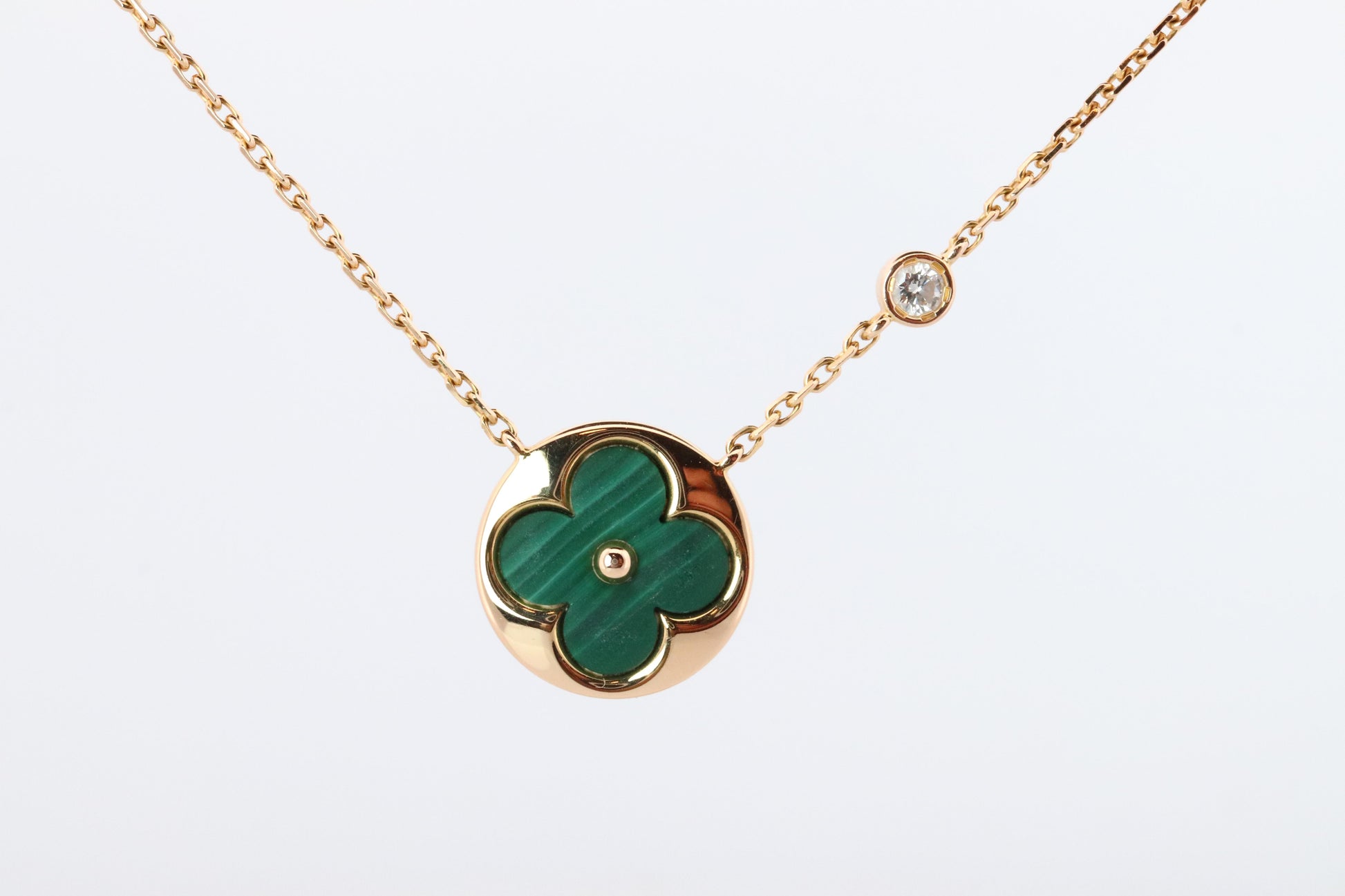 Louis Vuitton Malachite Blossom BB Sun Necklace LV 18k YG Diamond Pendant