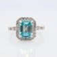 10k Blue Zircon and Diamond Halo ring. 10k Zircon CZ Halo ring.