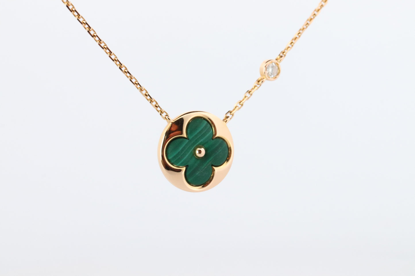 Louis Vuitton Malachite Blossom BB Sun Necklace LV 18k YG Diamond Pendant