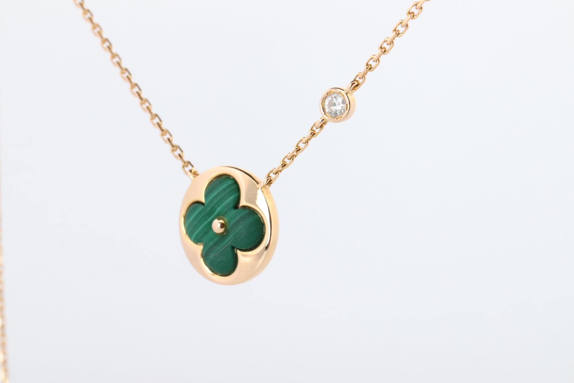 Louis Vuitton Malachite Blossom BB Sun Necklace LV 18k YG Diamond Pendant