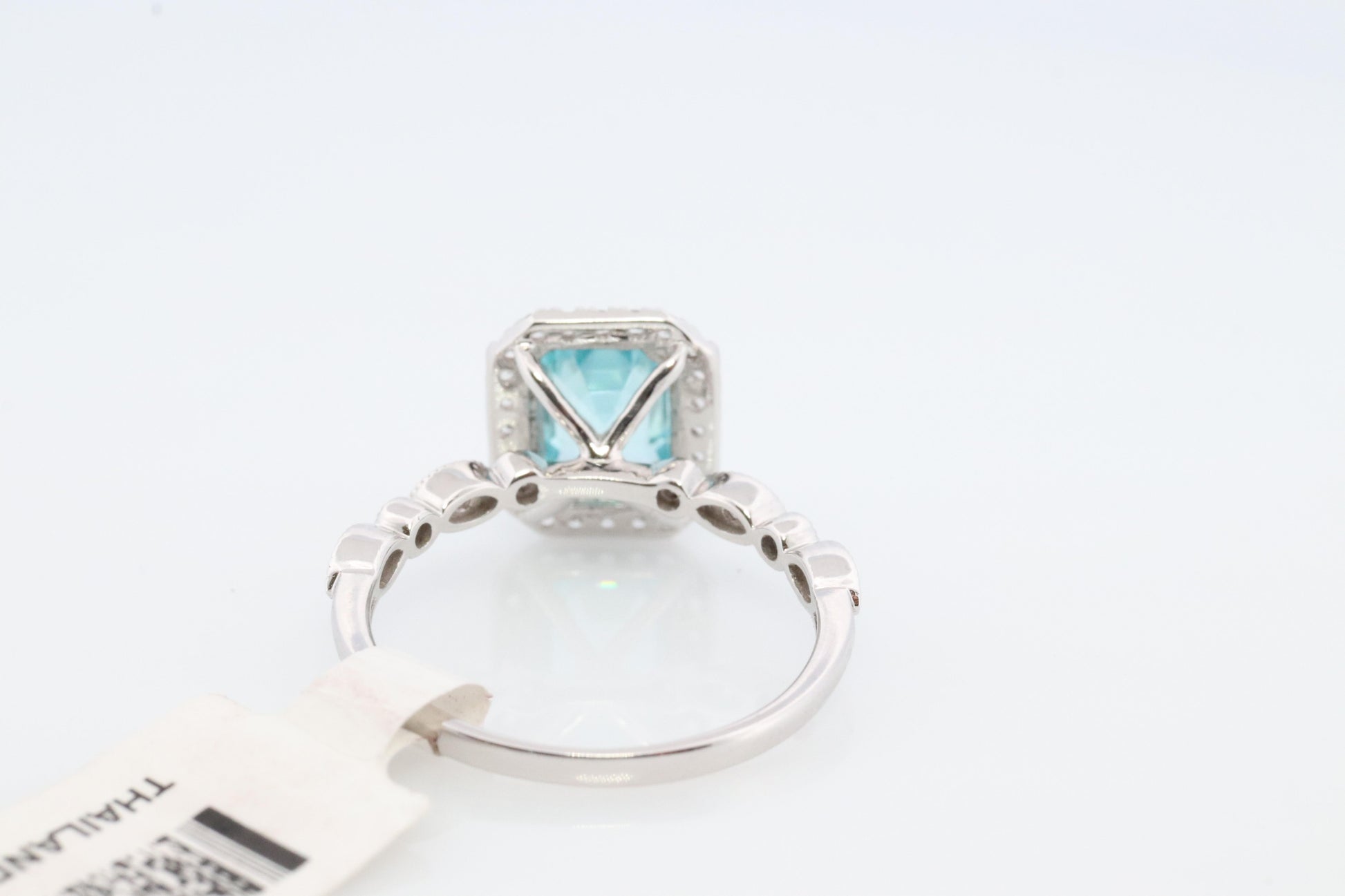 10k Blue Zircon and Diamond Halo ring. 10k Zircon CZ Halo ring.