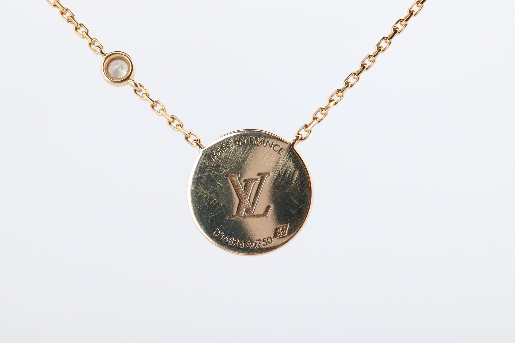 Louis Vuitton Malachite Blossom BB Sun Necklace LV 18k YG Diamond Pendant