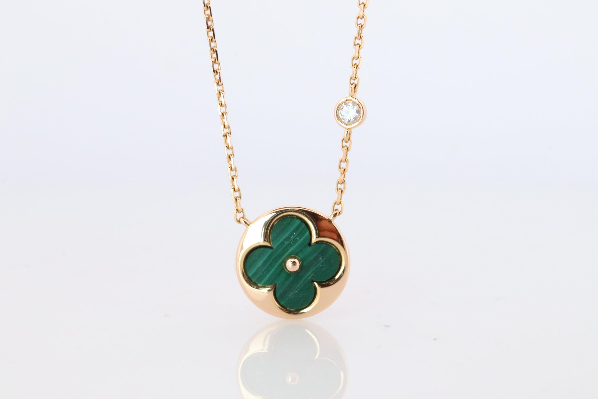 Louis Vuitton Malachite Blossom BB Sun Necklace LV 18k YG Diamond Pendant