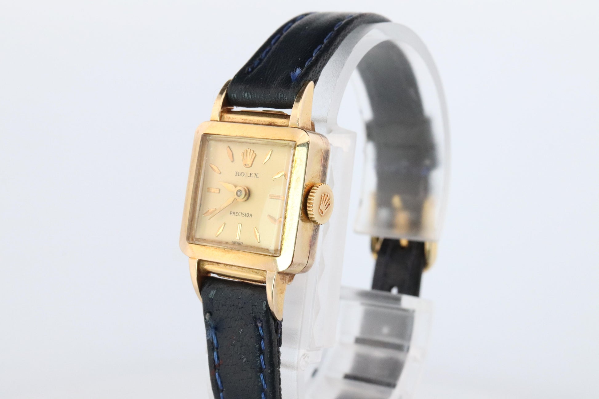 Rolex Womens Cocktail Watch. 9k YG 9179 Manual Windup. Square Case.