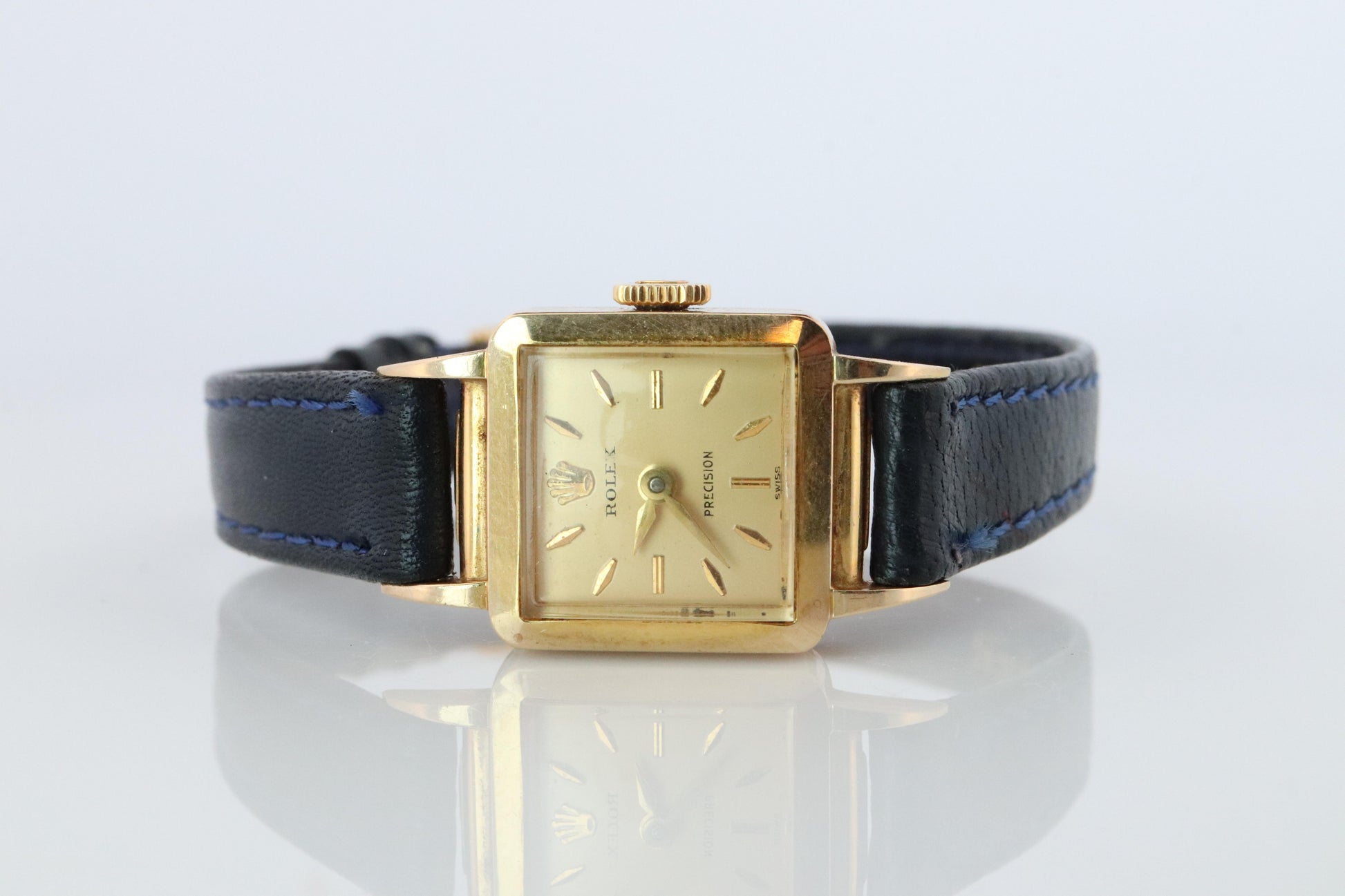 Rolex Womens Cocktail Watch. 9k YG 9179 Manual Windup. Square Case.