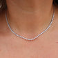 Platinum Diamond Tennis Necklace. PT850 round diamond Tennis Chain Strand. 3CTW
