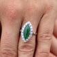 Jade shield ring. Platinum Shield Ring Jade Cabochon and Diamond wide band