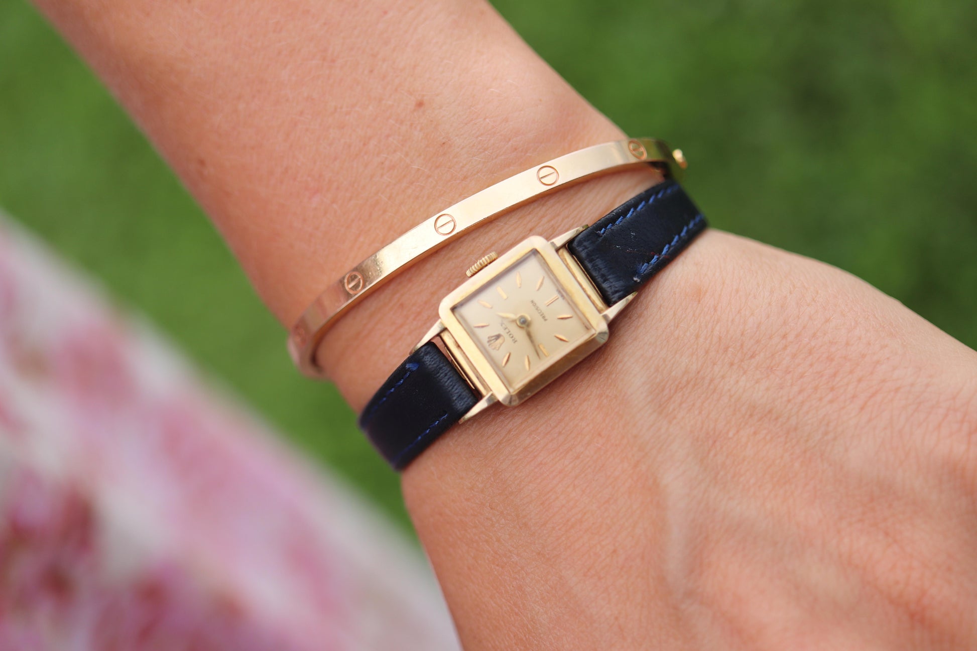 Rolex Womens Cocktail Watch. 9k YG 9179 Manual Windup. Square Case.