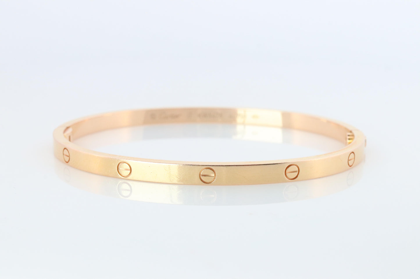 CARTIER Love Bangle Bracelet. Cartier SM Size 17 18k Yellow Gold Full Package.
