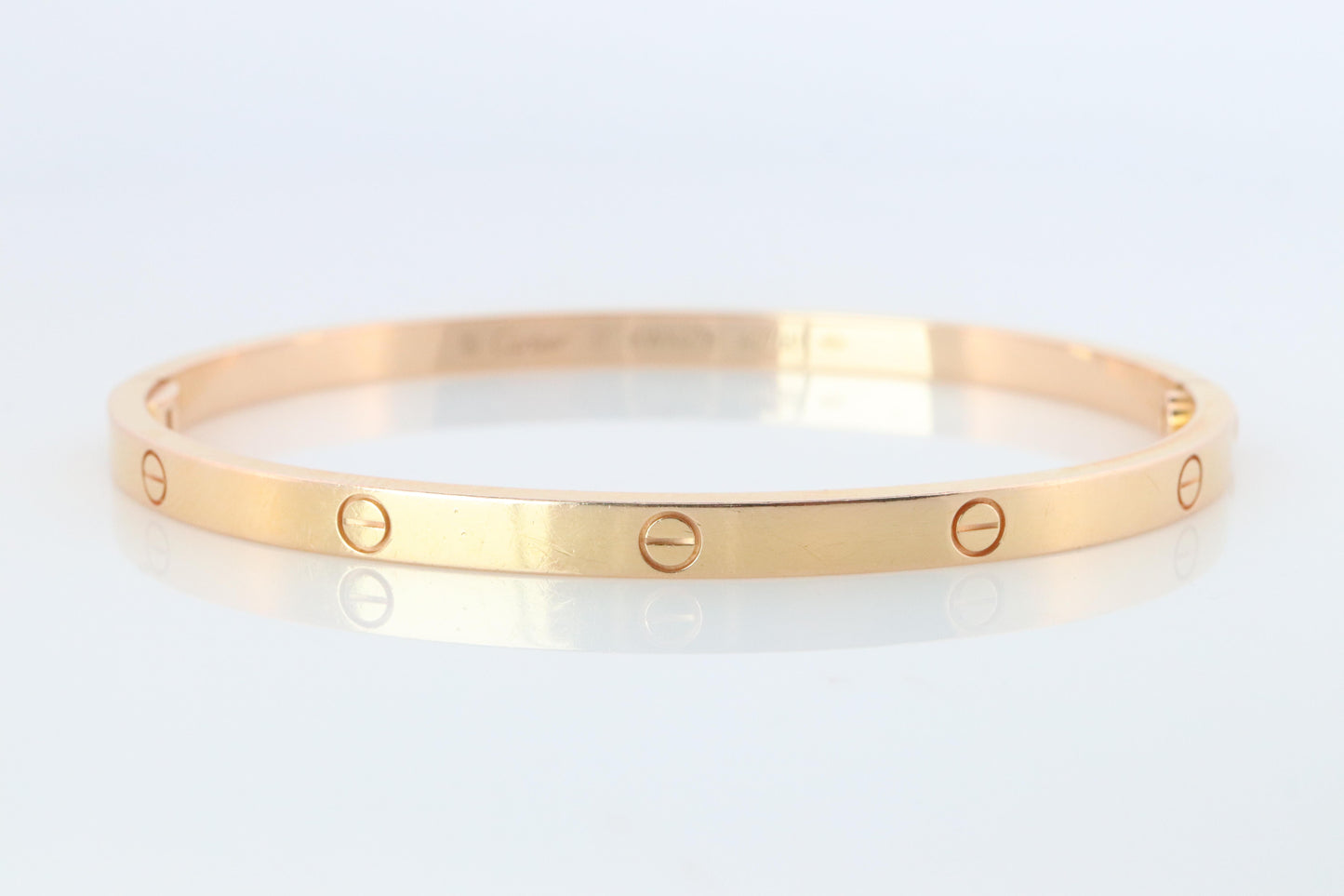 CARTIER Love Bangle Bracelet. Cartier SM Size 17 18k Yellow Gold Full Package.