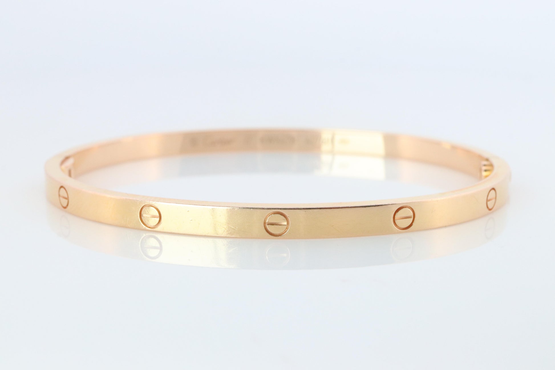 CARTIER Love Bangle Bracelet. Cartier SM Size 17 18k Yellow Gold Full Package.