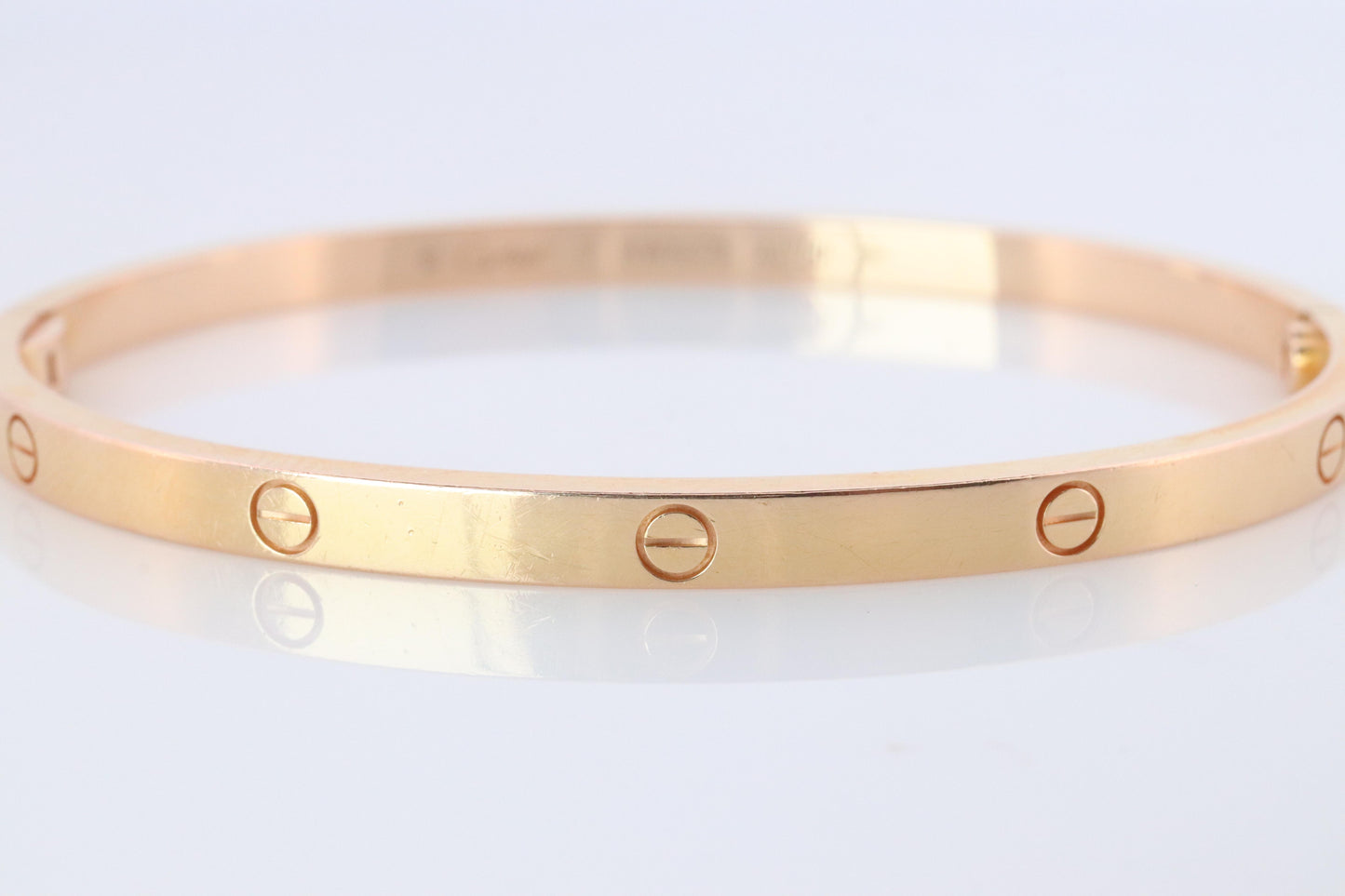 CARTIER Love Bangle Bracelet. Cartier SM Size 17 18k Yellow Gold Full Package.
