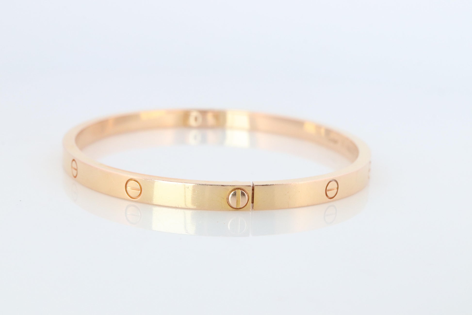 CARTIER Love Bangle Bracelet. Cartier SM Size 17 18k Yellow Gold Full Package.