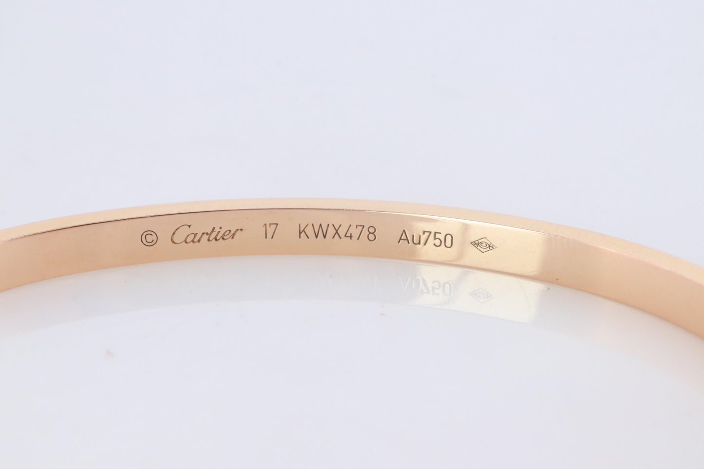 CARTIER Love Bangle Bracelet. Cartier SM Size 17 18k Yellow Gold Full Package.