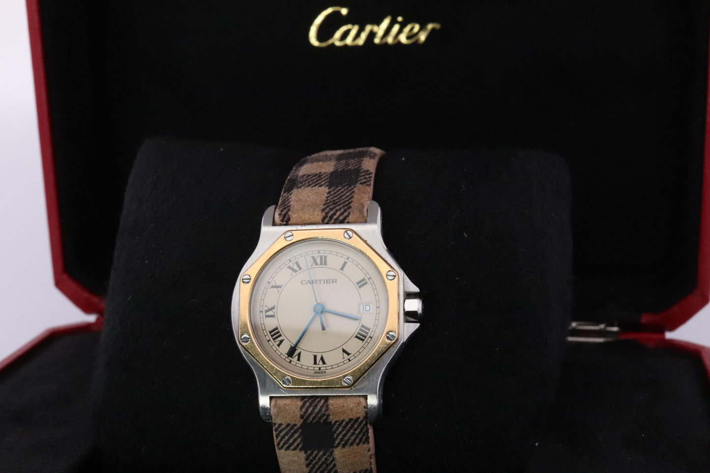 Vintage Cartier Santos Watch. Santos de Cartier Octo 187902 Sterling and 18k