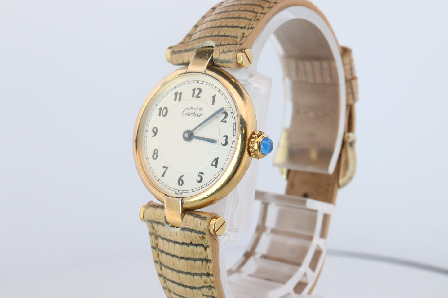 Genuine Cartier Watch. Must de Cartier Vendome 590004 Round Argent Arabic Face