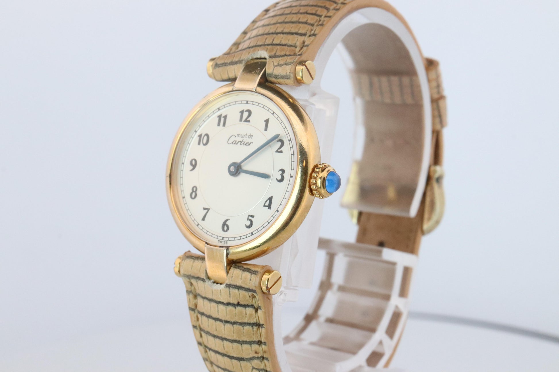 Genuine Cartier Watch. Must de Cartier Vendome 590004 Round Argent Arabic Face