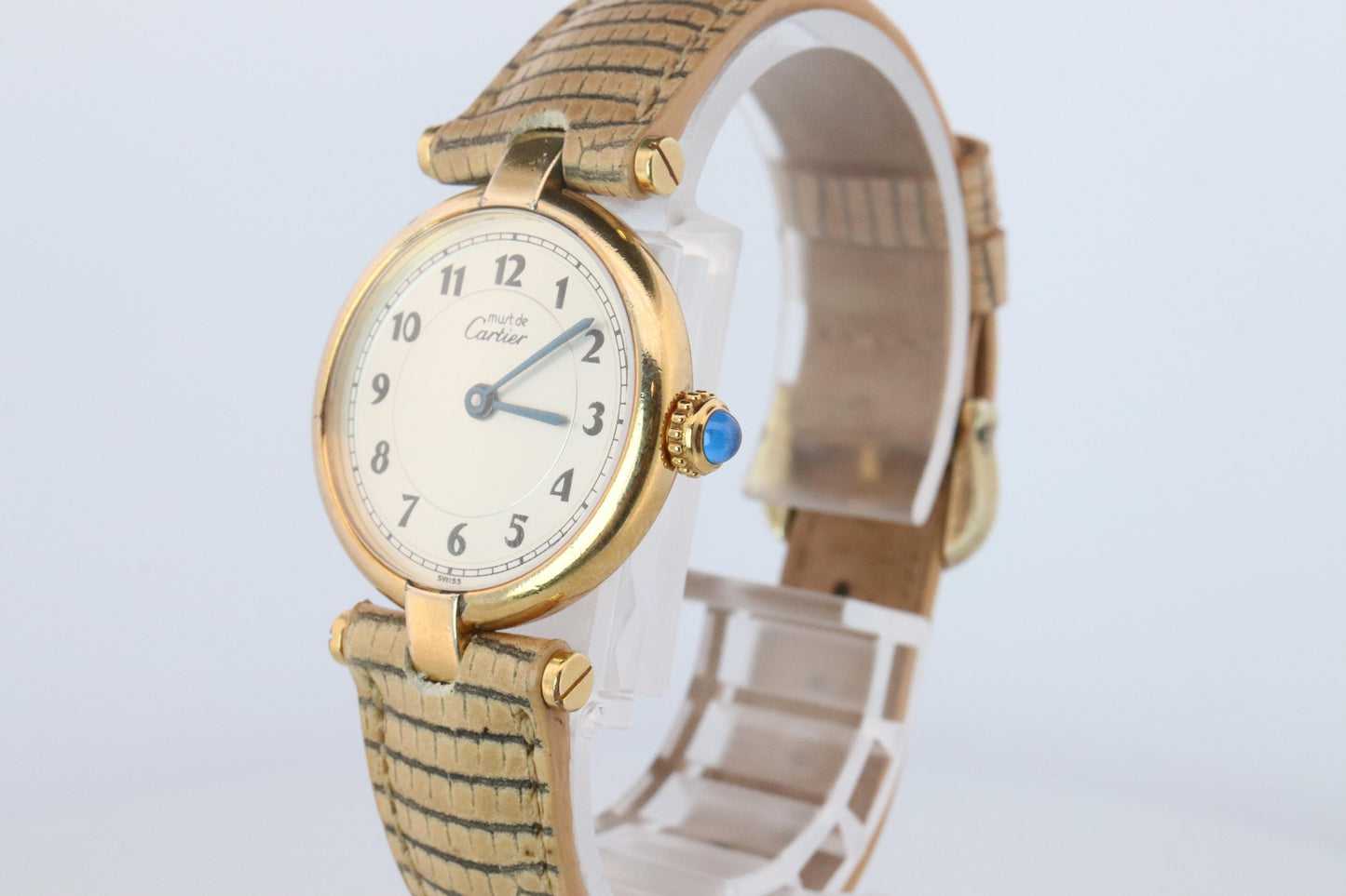 Genuine Cartier Watch. Must de Cartier Vendome 590004 Round Argent Arabic Face