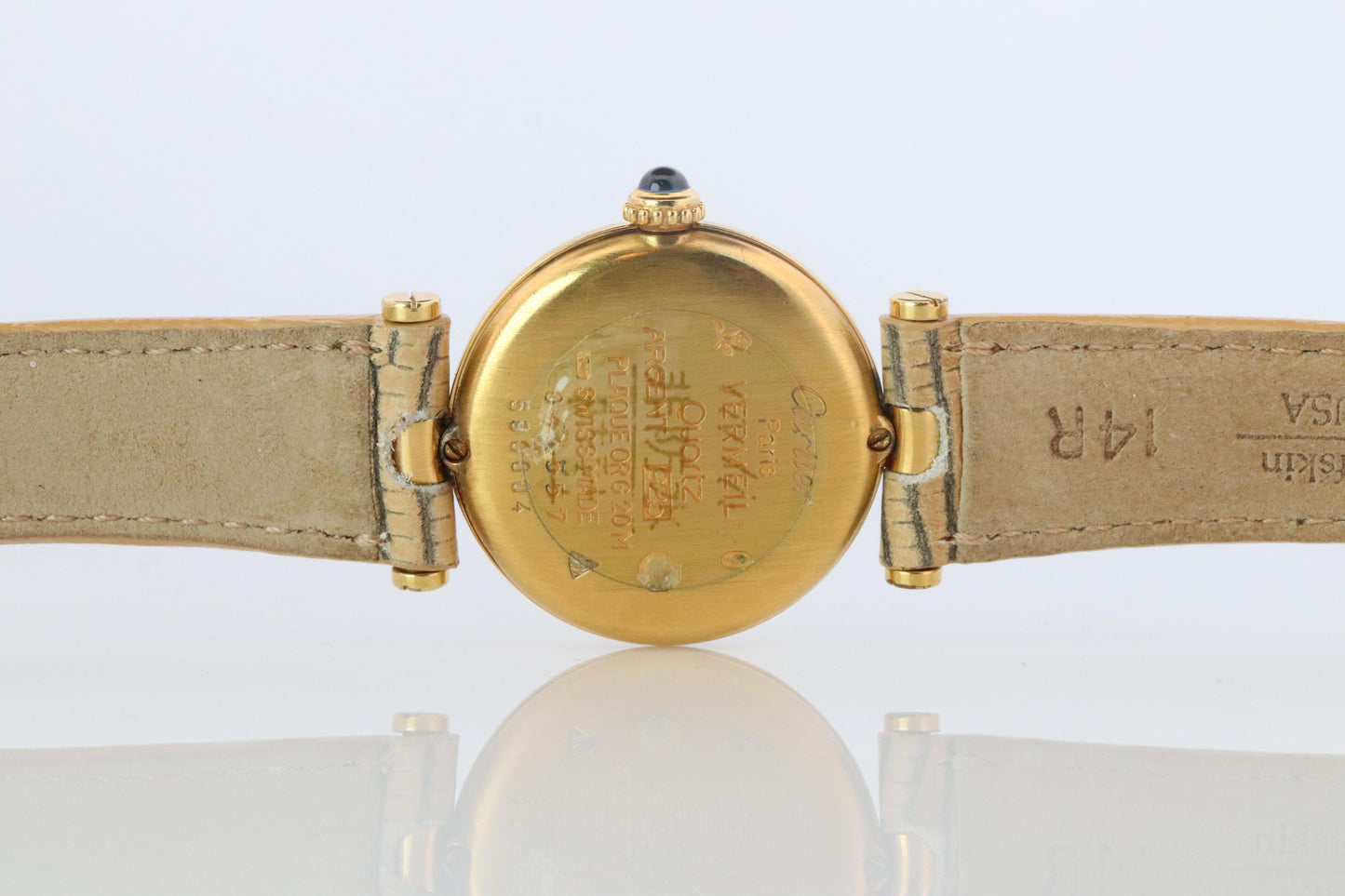 Genuine Cartier Watch. Must de Cartier Vendome 590004 Round Argent Arabic Face